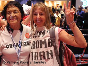 Dolores Huerta and Medea Benjamin at the DNC Women's Caucus meeting, 2012.
