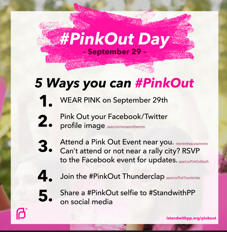 Planned Parenthood Supporters Fight Back Pink Out Day, Sept 29 Blog