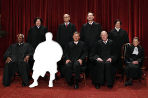 The justices of the U.S. Supreme Court gather for a group portrait in the East Conference Room at the Supreme Court Building in Washington, October 8, 2010. Seated from left to right in front row are: Associate Justice Clarence Thomas, Associate Justice Antonin Scalia, Chief Justice John G. Roberts, Associate Justice Anthony M. Kennedy, Associate Justice Ruth Bader Ginsburg. Standing from left to right in back row are: Associate Justice Sonia Sotomayor, Associate Justice Stephen Breyer, Associate Justice Samuel Alito Jr., and Associate Justice Elena Kagan.      REUTERS/Larry Downing (UNITED STATES - Tags: POLITICS CRIME LAW) - RTXT6Z5