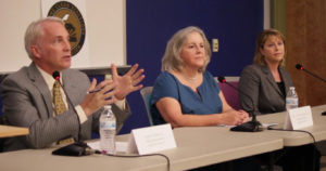 Rep. Randy Friese, Pamela Powers Hannley and Ana Henderson