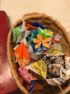 Many different types of beautiful origami (paper folding) was taught upstairs by M. Fumie Craig and Chi Nakano