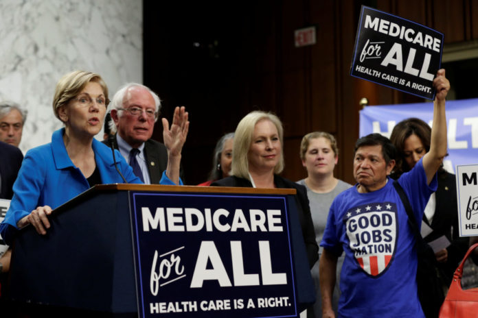 Senator Elizabeth Warren (D-MA) speaks during an event to introduce the