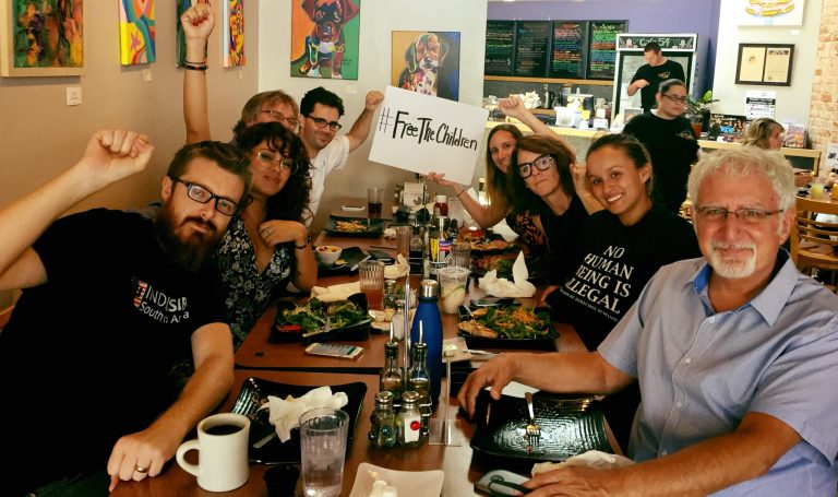 Steve Diamond with Indivisible Activists