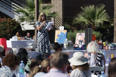 Nancy Schriber, Chair Maricopa County Democratic Party, delivering opening remarks.