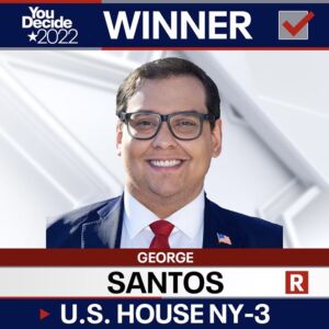 screen shot of TV news of Santos winning his race