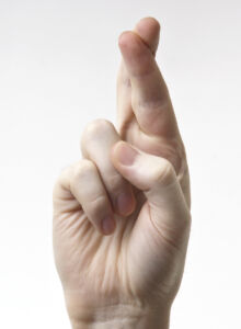 Crossed fingers for luck