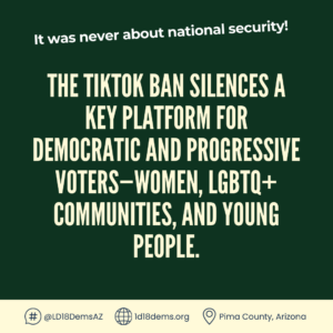 It was never about national security. The TikTok ban silences a key platform for democratic and progressive voters—women, LGBTQ+ communities, and young people.